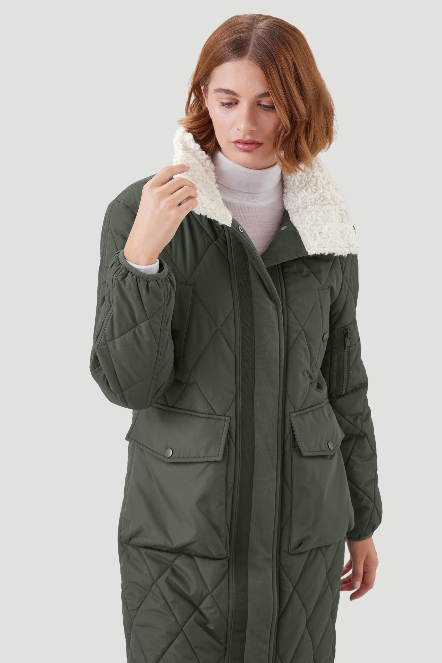 New Padded Quilted Diamond-pattern Cotton Coat