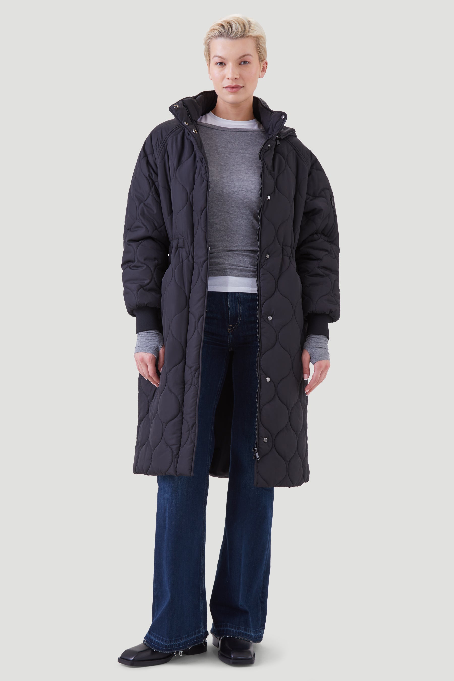 QUILTED LONGLINE COAT