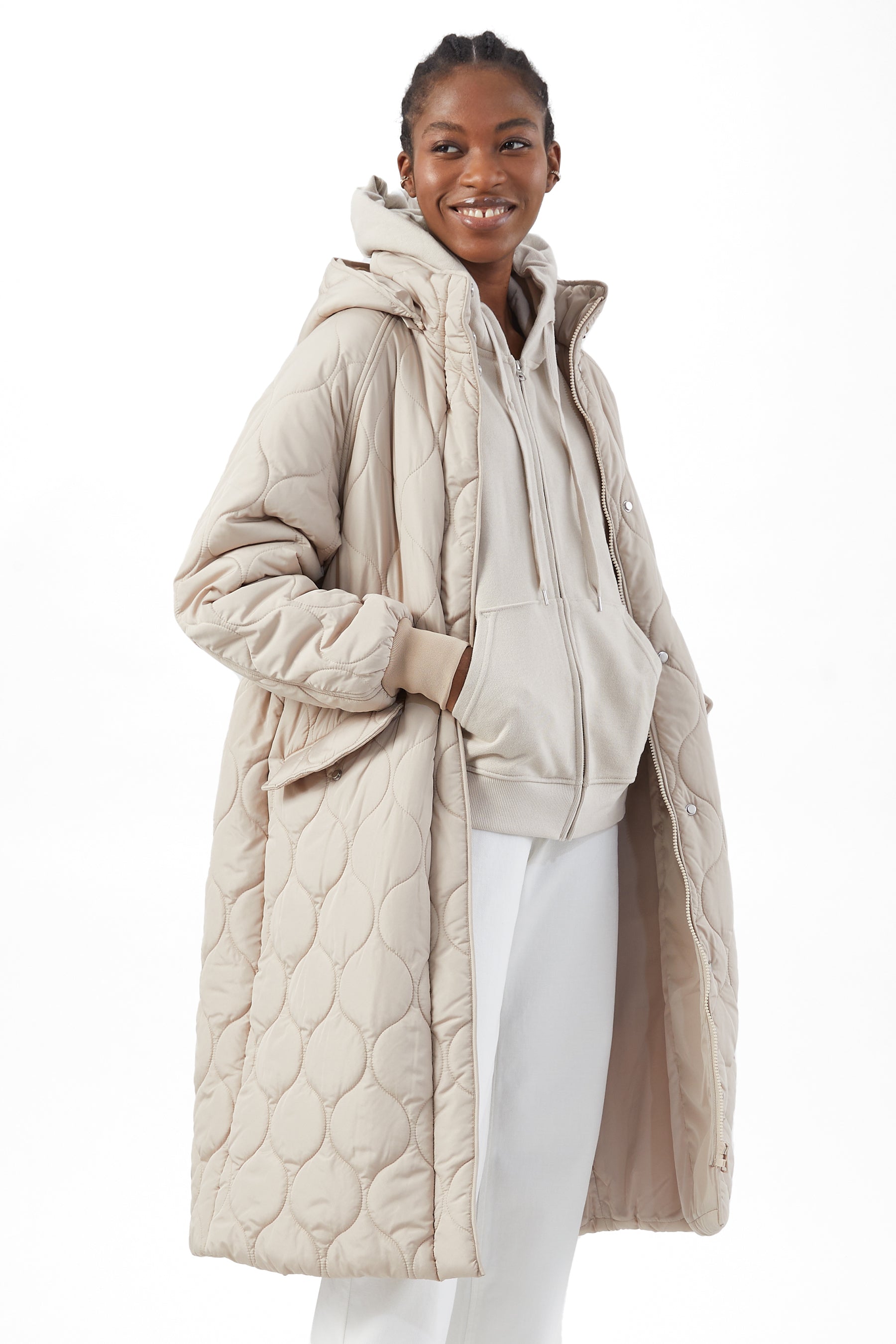QUILTED LONGLINE COAT