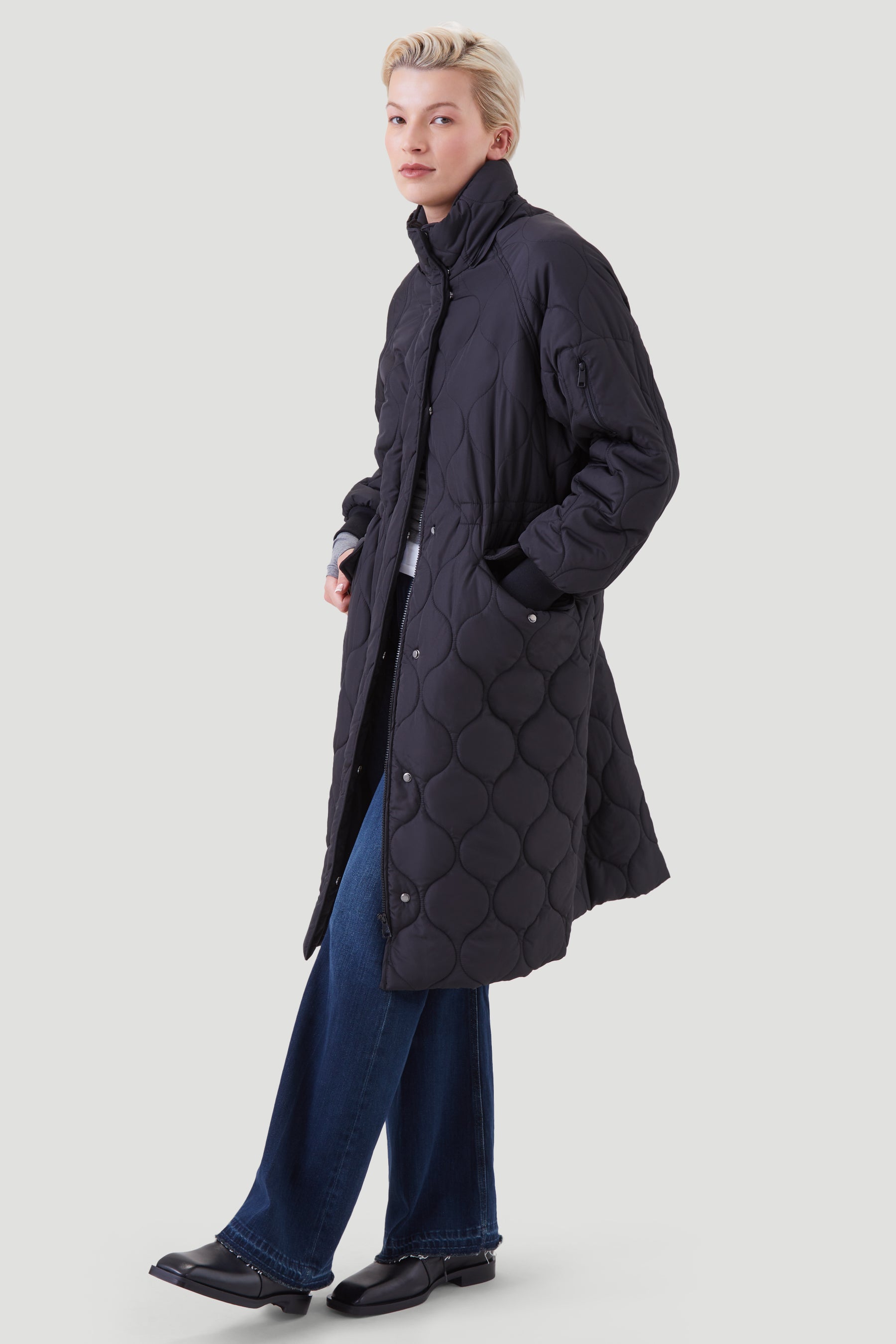 QUILTED  LONGLINE COAT