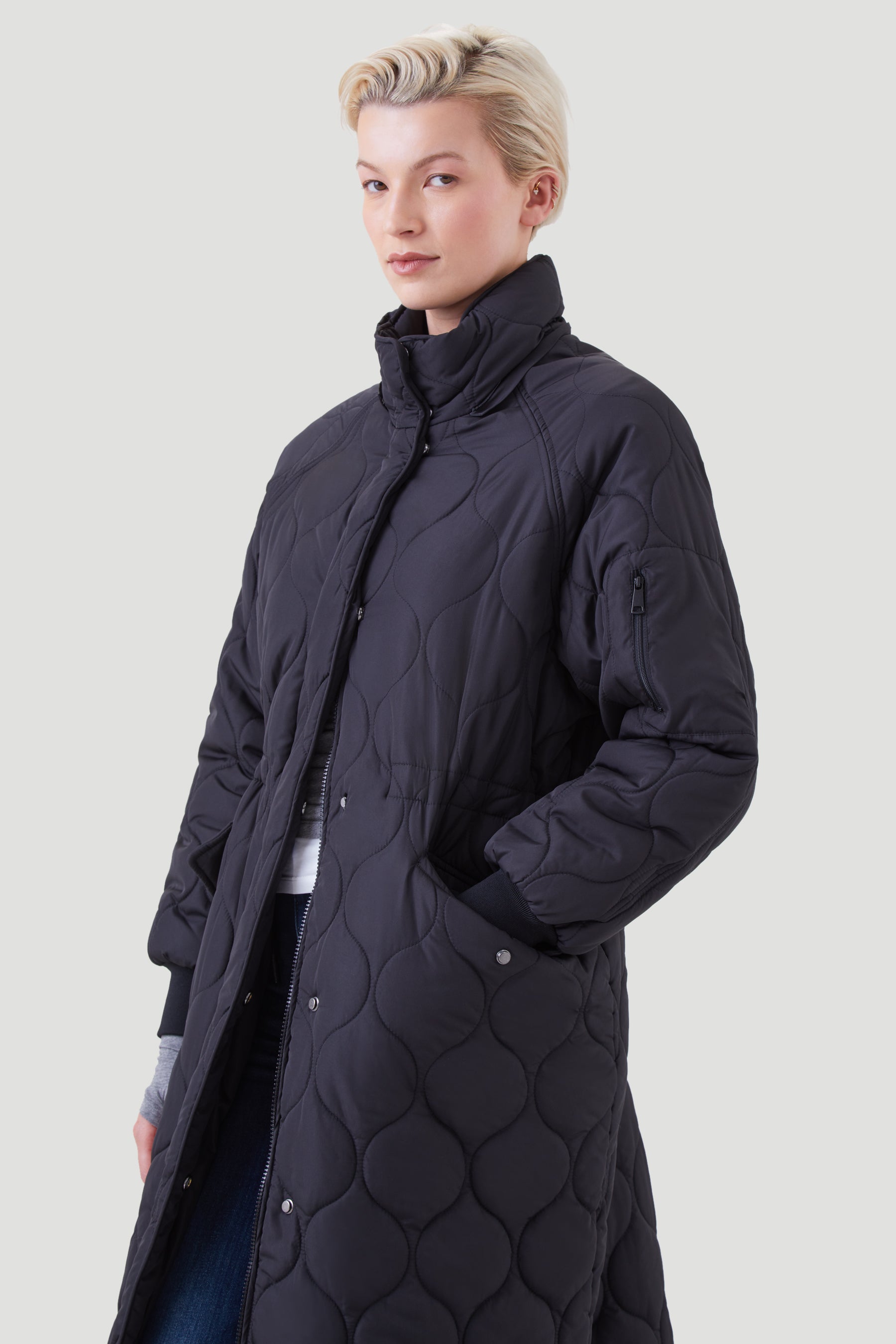 QUILTED  LONGLINE COAT