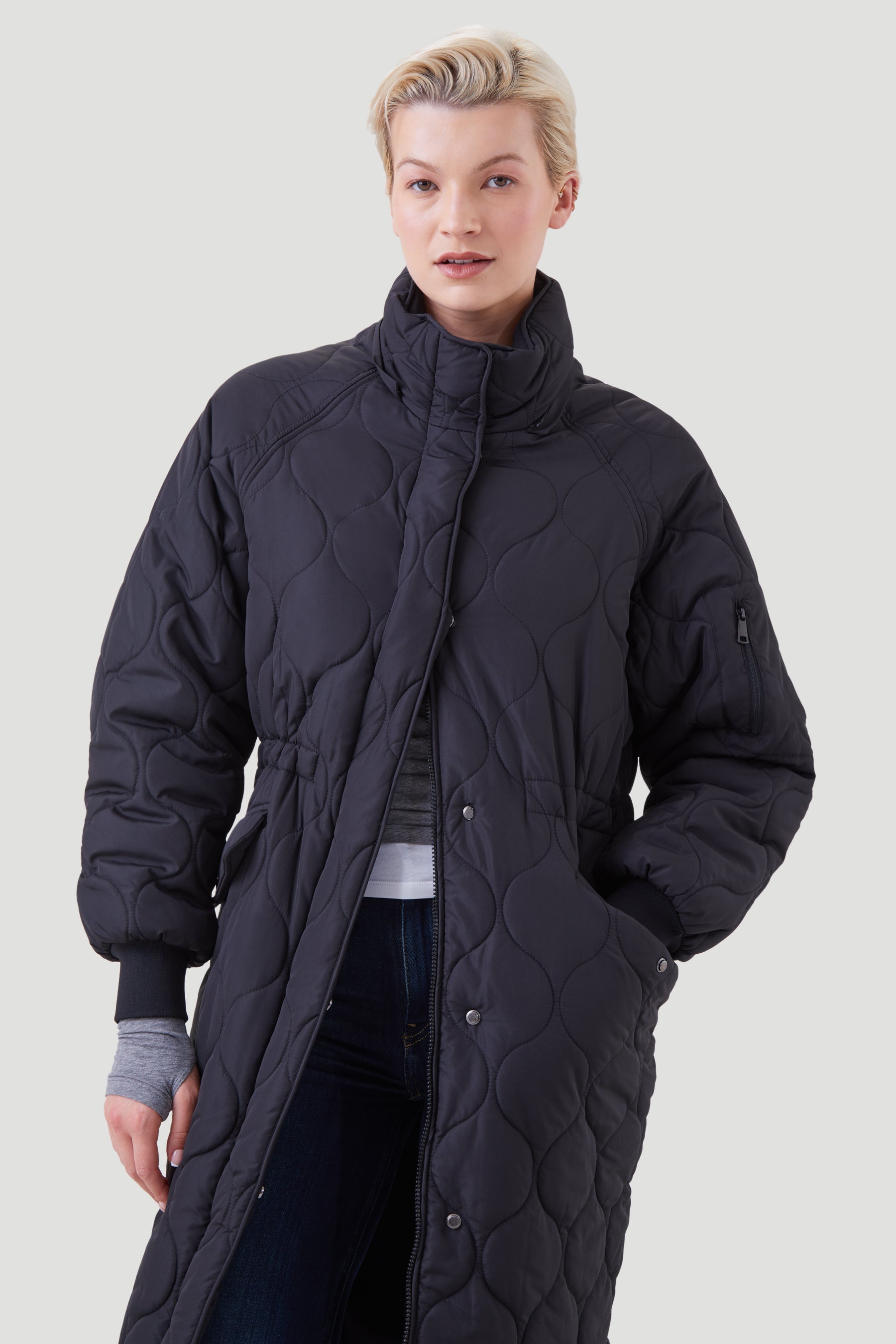 QUILTED  LONGLINE COAT