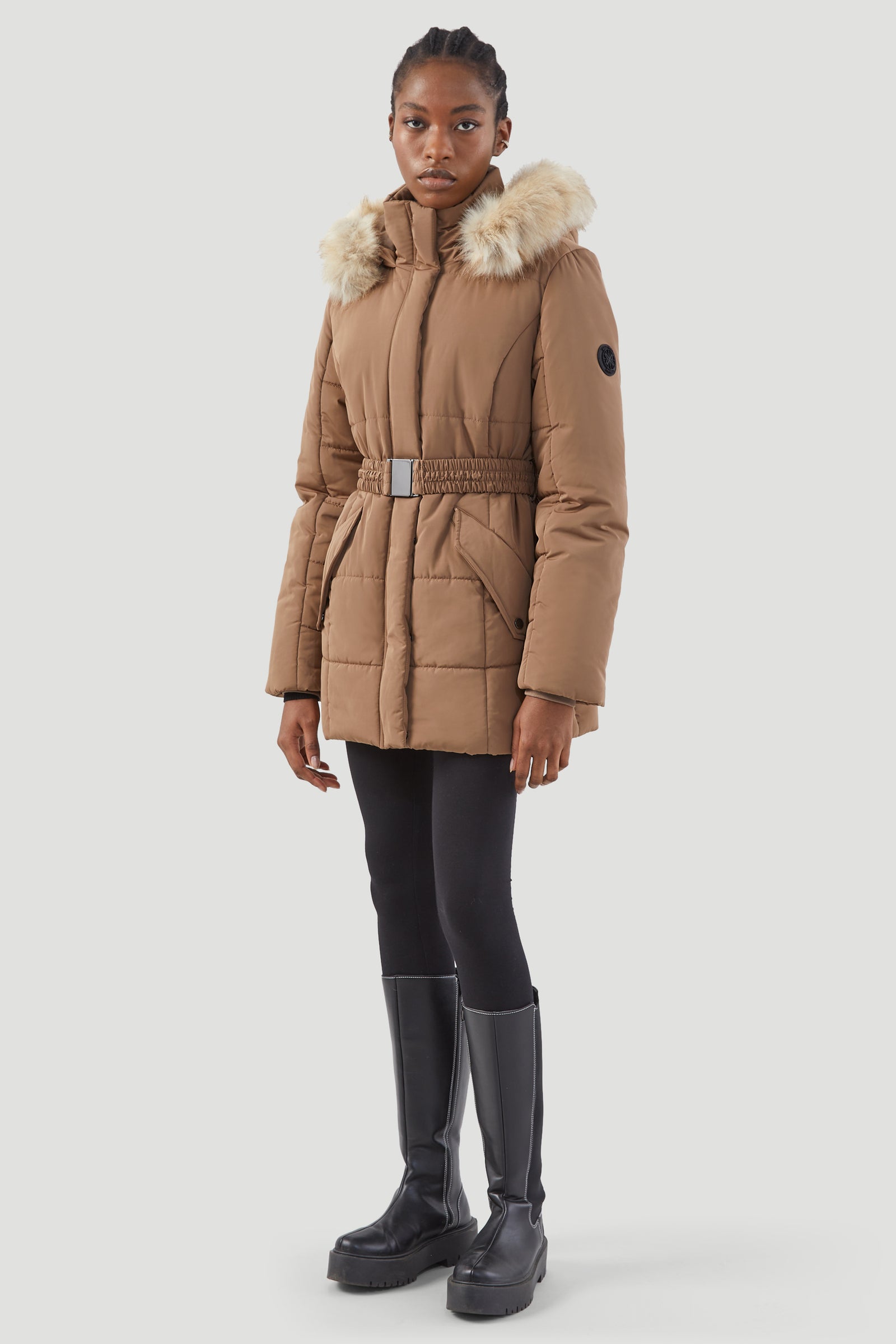 Brown down jacket women's best sale